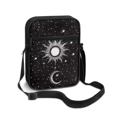 TODIYADDU Black Moon Sun Shoulder Bag for Women Men Crossbody Sling Bag Trendy Messenger Bag Small Cell Phone Purse Holder Wallet Portable Handbags for Notebook Keys Cards Nice Chest Bag
