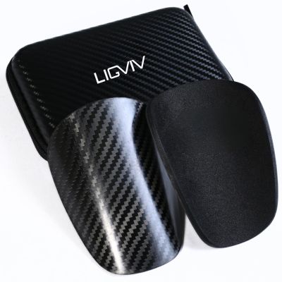 LIGVIV Mini Soccer Shin Guards - Carbon Fiber Shin Pads with Portable Carrying Case for Men, Women, Youths