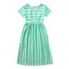 AIMAOMI Girl's Short Sleeve Striped Print Loose Casual Long Maxi Dress with Pockets 4~12 Years Summer (Green, 4-5 Years) view 2