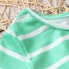 AIMAOMI Girl's Short Sleeve Striped Print Loose Casual Long Maxi Dress with Pockets 4~12 Years Summer (Green, 4-5 Years) view 4