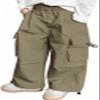 BINIDUCKLING Girls Wide Leg Parachute Pants Kids 6-7 Dark Oliver Green