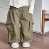 BINIDUCKLING Girls Wide Leg Parachute Pants Kids 6-7 Dark Oliver Green view 3