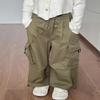 BINIDUCKLING Girls Wide Leg Parachute Pants Kids 6-7 Dark Oliver Green view 4