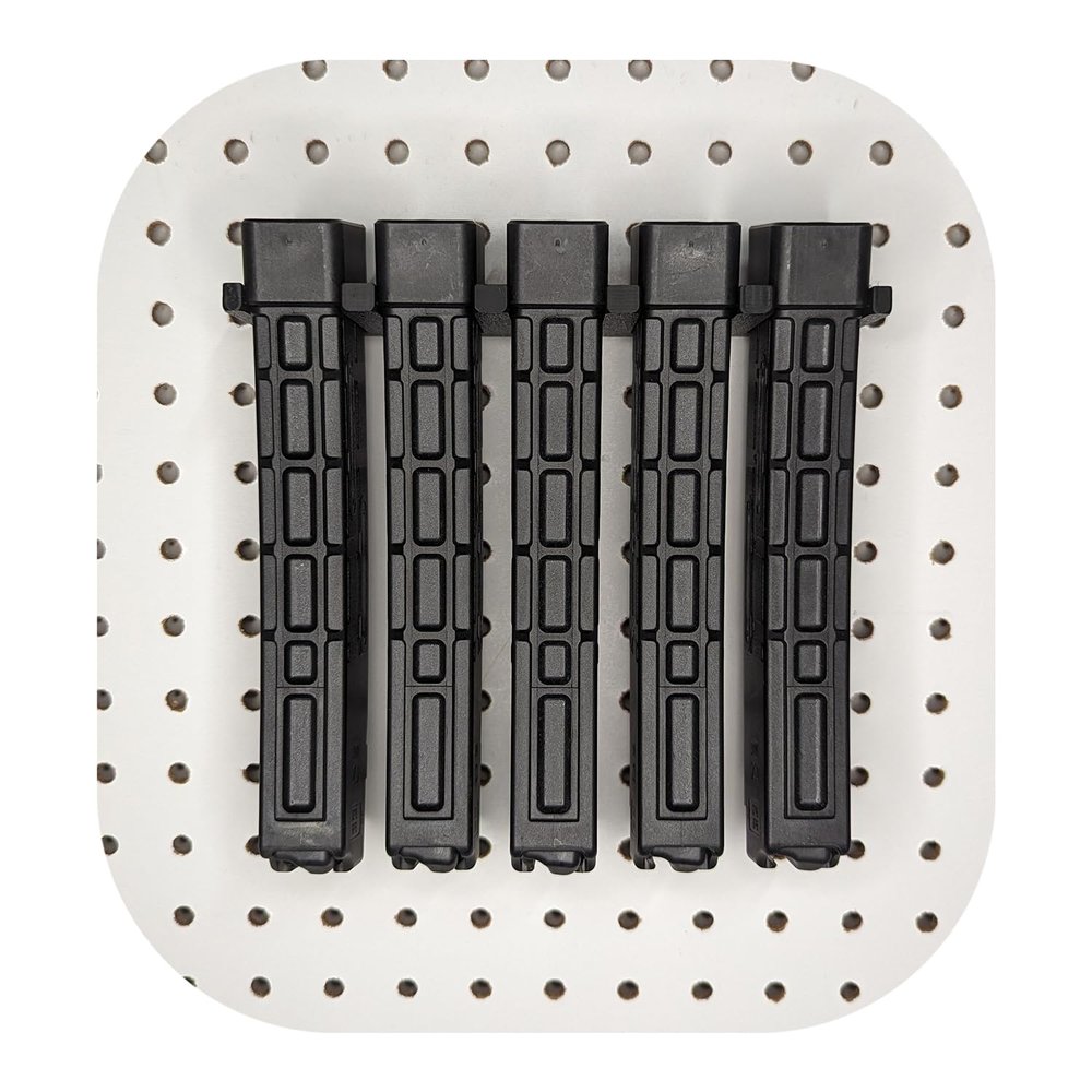 Hammy3DPrints Mount for CZ Scorpion 9mm Mags - Pegboard/Metal Pegboard/Skadis/etc. | Magazine Holder Storage Rack (Heavyweight Diamond Plate Steel)