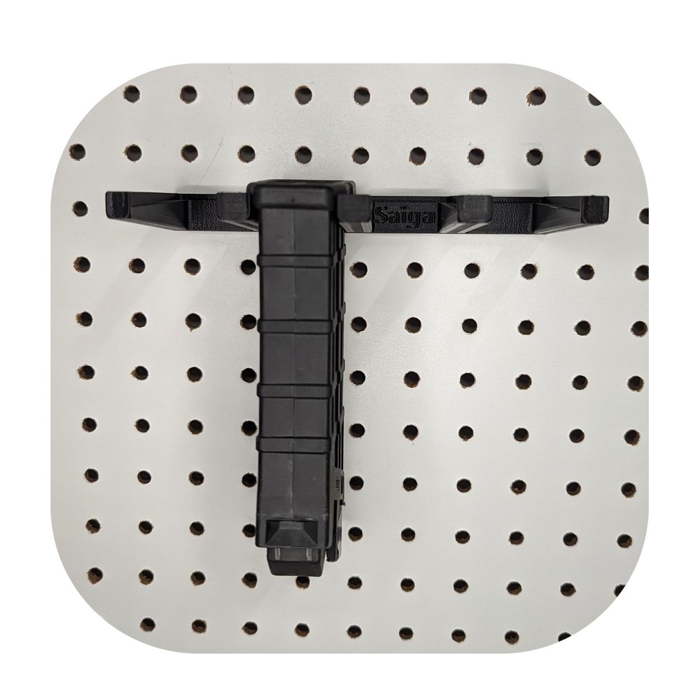 Hammy3DPrints Mount for Saiga-12 / JTS M12 Gauge Mags - Pegboard/Metal Pegboard/Skadis/etc. | Magazine Holder Storage Rack (Secure Wall)
