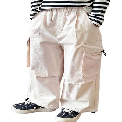 Toddler Girl Wide Leg Cargo Parachute Pants 3T Beige