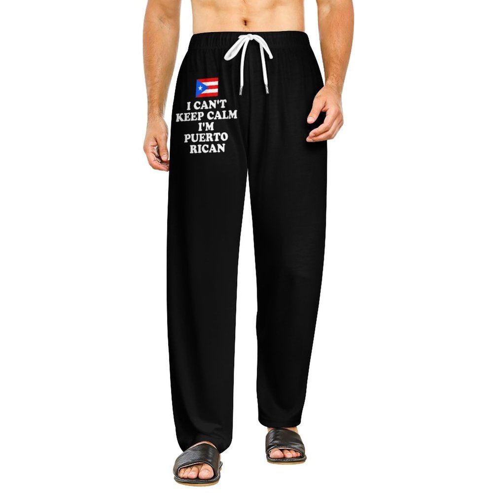 I Can't Keep Calm I'm Puerto Rican Soft Pajama Pants Casual Lounge Pants Joggers Pj Bottoms with Pockets for Men Women 3XL