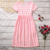AIMAOMI Girl's Short Sleeve Striped Print Loose Casual Long Maxi Dress with Pockets 4~12 Years (Pink, 11-12 Years) view 3