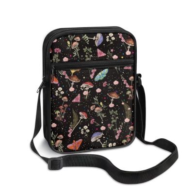 TODIYADDU Floral Mushroom Messenger Bag for Women Starry Butterfly Shoulder Bag with Adjustable Straps Lightweight Sling Purse Chest Bag for Daily Items Portable Crossbody Phone Bag Trendy Handbags