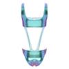Linjinx Women's Metallic Bodysuit Shiny Sleeveless Swimwear Cut Out One-Piece Bathing Suits Blue Large view 4