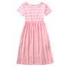 AIMAOMI Girl's Short Sleeve Striped Print Loose Casual Long Maxi Dress with Pockets 4~12 Years Summer (Pink, 7-8 Years) view 2