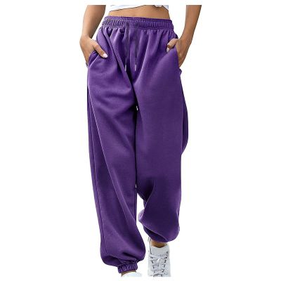 Camo Cargo Pants for Women Woman Clothes Plus Size Outfits Fleece Sweatpants Warm Baggy Pants Comfy Oversized Fall Joggers High Waisted Cotton Lounge with Pockets A2-Dark Purple