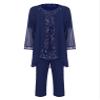 renvena Womens Dressy Wedding Outfit 3 Piece Mother's Pants Suits with Tank Top and Draped Cardigan Navy X-Large view 3