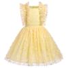 ABEWIP Girls Polka Dots Butterfly Tulle Ruffle Dress Toddler Girl Kids Flutter Sleeve Birthday Party Dresses Yellow Daisy Flower 100/3-4Y view 1