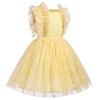 ABEWIP Girls Polka Dots Butterfly Tulle Ruffle Dress Toddler Girl Kids Flutter Sleeve Birthday Party Dresses Yellow Daisy Flower 100/3-4Y view 2