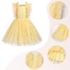 ABEWIP Girls Polka Dots Butterfly Tulle Ruffle Dress Toddler Girl Kids Flutter Sleeve Birthday Party Dresses Yellow Daisy Flower 100/3-4Y view 4