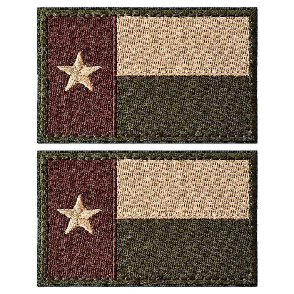 ZESION Army Green US Texas Flag Patches, Tactical Morale Patches Hook and Loop Military Patch for Caps Bags Vests Military Uniforms/2PCS