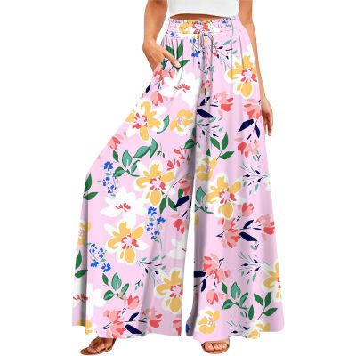 NineFit Basics Women's Yoga Pants, Pink, 4XL, Palazzo, High Waist, Wide Leg, Loose Fit, Boho, Casual, Lounge, With Pockets