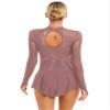 Women's Long Sleeve Figure Ice Skating Dress Lyrical Dance Costume Dusty Pink Small view 2