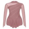 Women's Long Sleeve Figure Ice Skating Dress Lyrical Dance Costume Dusty Pink Small view 3