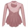 Women's Long Sleeve Figure Ice Skating Dress Lyrical Dance Costume Dusty Pink Small view 4