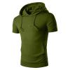 Men's Gym Hoodies Workout T Shirts Lightweight Hooded Tops Muscle Short Sleeve Tees Athletic Blouses with Pockets Army Green view 1