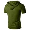 Men's Gym Hoodies Workout T Shirts Lightweight Hooded Tops Muscle Short Sleeve Tees Athletic Blouses with Pockets Army Green view 2