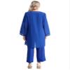 renvena Womens Dressy Wedding Outfit 3 Piece Mother's Pants Suits with Tank Top and Draped Cardigan Blue Large view 4