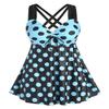 ROSE GAL Womens Plus Size Curve Cinched Polka Dot Crisscross Modest Tankini Swimsuit Set(Light Blue_1/1X) view 1