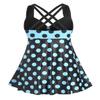 ROSE GAL Womens Plus Size Curve Cinched Polka Dot Crisscross Modest Tankini Swimsuit Set(Light Blue_1/1X) view 3