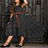 HOSIKA Girls Black Dresses Flutter Sleeve High Waist A-line Long Funeral Dress for 6-13 Years view 3
