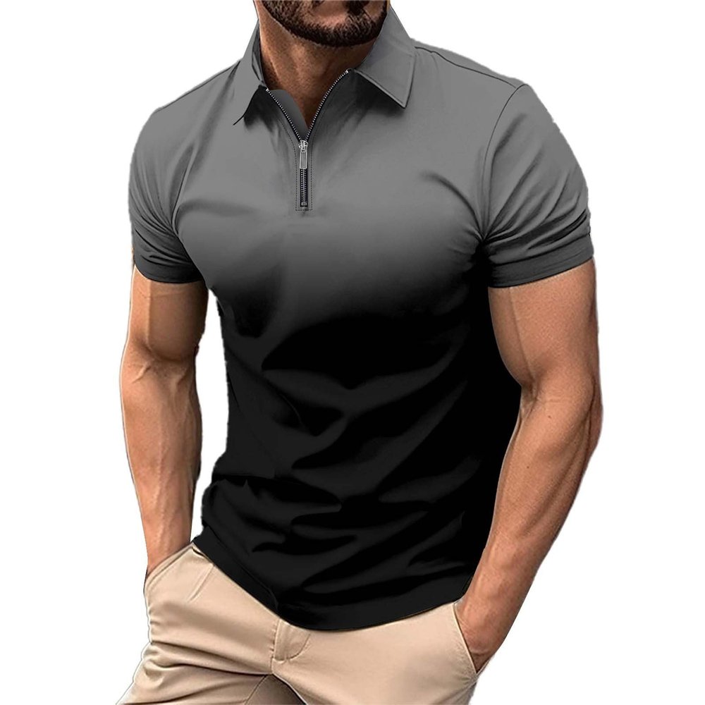 NineFit Basics Men's 2024 Quarter Zip Pullover Short Sleeve Polos Shirts Summer Beach Golf Shirt Classic Golf Shirts Lightweight Knitting Golf Shirts Sun Protection Hiking Fishing Sports Top Grey, X-Large