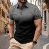 NineFit Basics Men's 2024 Quarter Zip Pullover Short Sleeve Polos Shirts Summer Beach Golf Shirt Classic Golf Shirts Lightweight Knitting Golf Shirts Sun Protection Hiking Fishing Sports Top Grey, X-Large view 2