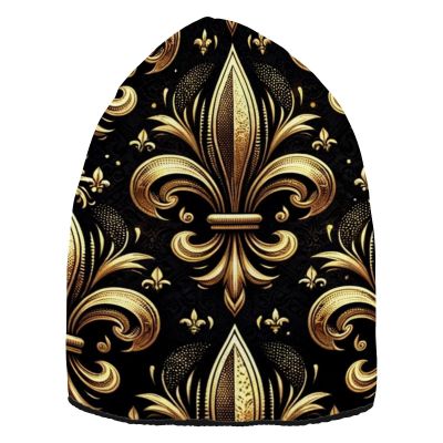 Knit Winter Beanie Hat Royal-Fleur-de-lis Warm Reversible Beanie Cap