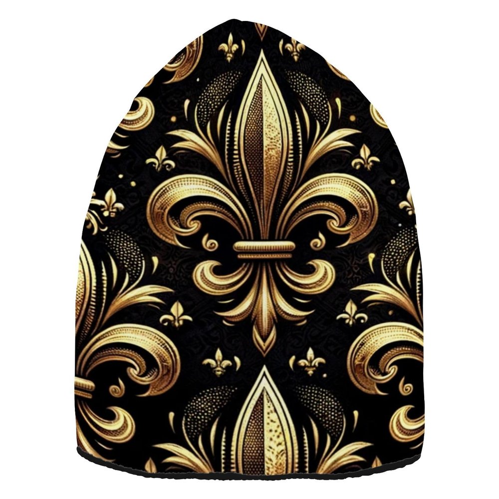 Knit Winter Beanie Hat Royal-Fleur-de-lis Warm Reversible Beanie Cap
