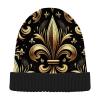 Knit Winter Beanie Hat Royal-Fleur-de-lis Warm Reversible Beanie Cap view 2