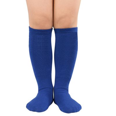 Kids Child Soccer Socks Knee High Tube Socks Toddler Girls Uniform Socks Cotton Cute Sport Stocking for Boys Girls 1 Pair Solid Blue One Siz