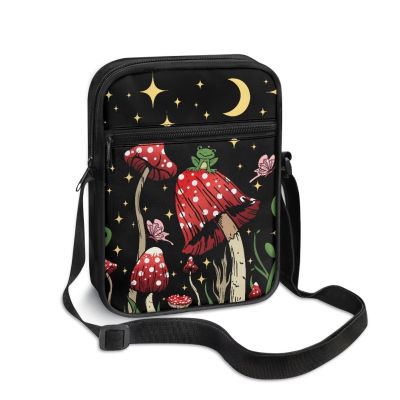 TODIYADDU Red Mushroom Messenger Bag for Women Crossbody Purse Frog Butterfly Shoulder Bag with Zipper Closure Waterproof Travel Sling Bag for Watch Cards Lipstick Small Cell Phone Purse Wallet