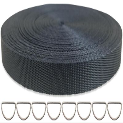 ZHFMILY 3/8 inch Black Nylon Webbing Strap with Buckles-10 Yards- Flat Heavyweight Webbing Cloth Fabric Strapping for Handbag, Indoor&Outdoor Gear, Pet Collars, DIY Projects, Crafts, Sewing (# 238)