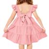 Arshiner Toddler Girl Summer Dress High Low Twirl Tiered Casual Boho Tie Back Sundress Pink Size 5 view 1