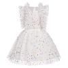 ABEWIP Girls Polka Dots Butterfly Tulle Ruffle Dress Toddler Girl Kids Flutter Sleeve Birthday Party Dresses White Star 100/3-4Y view 1