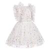 ABEWIP Girls Polka Dots Butterfly Tulle Ruffle Dress Toddler Girl Kids Flutter Sleeve Birthday Party Dresses White Star 100/3-4Y view 2
