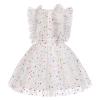 ABEWIP Girls Polka Dots Butterfly Tulle Ruffle Dress Toddler Girl Kids Flutter Sleeve Birthday Party Dresses White Star 100/3-4Y view 3