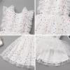 ABEWIP Girls Polka Dots Butterfly Tulle Ruffle Dress Toddler Girl Kids Flutter Sleeve Birthday Party Dresses White Star 100/3-4Y view 4