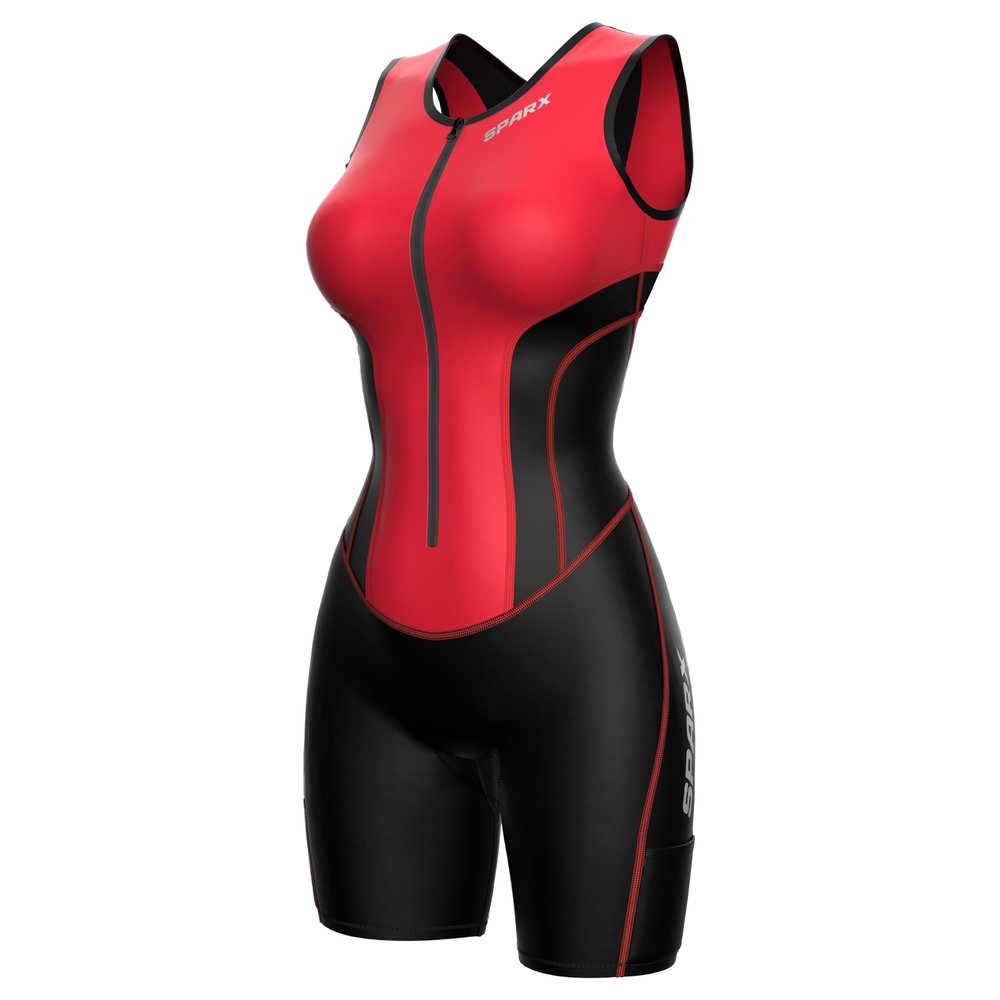 Sparx Women Triathlon Suit Tri Short Racing Cycling Swim Run (XL, Coral)