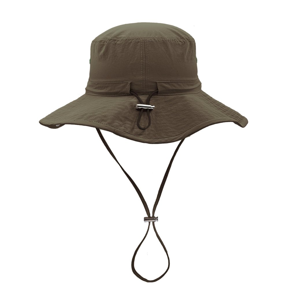 HOPSOOKEN Waterproof Bucket Rain Hat for Women Wide Brim UV Protection Foldable Mesh Soft Boonie Beach Fishing Cowboy Hat Men (ArmyGreen,L)
