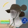 HOPSOOKEN Waterproof Bucket Rain Hat for Women Wide Brim UV Protection Foldable Mesh Soft Boonie Beach Fishing Cowboy Hat Men (ArmyGreen,L) view 2