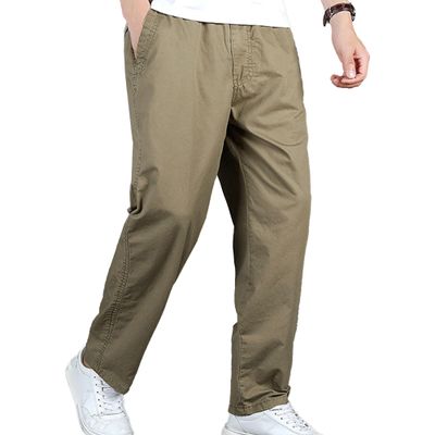 Maiyifu-GJ Men's Lightweight Hiking Trousers Casual Loose Cargo Pants Elastic Waist Stretch Joggers Sweatpants with Pockets (Khaki,Medium)