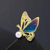 WCB1FPu Women's Brooch Pearl Painted Butterfly Brooch Rhinestone Insect Brooch Creative Suit Pin Brooch (A) view 3