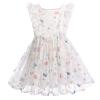 ABEWIP Girls Polka Dots Butterfly Tulle Ruffle Dress Toddler Girl Kids Flutter Sleeve Birthday Party Dresses White 100/3-4Y view 1